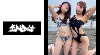[素人]【個人撮影】江●島でナンパに成功した水着美女2人組...