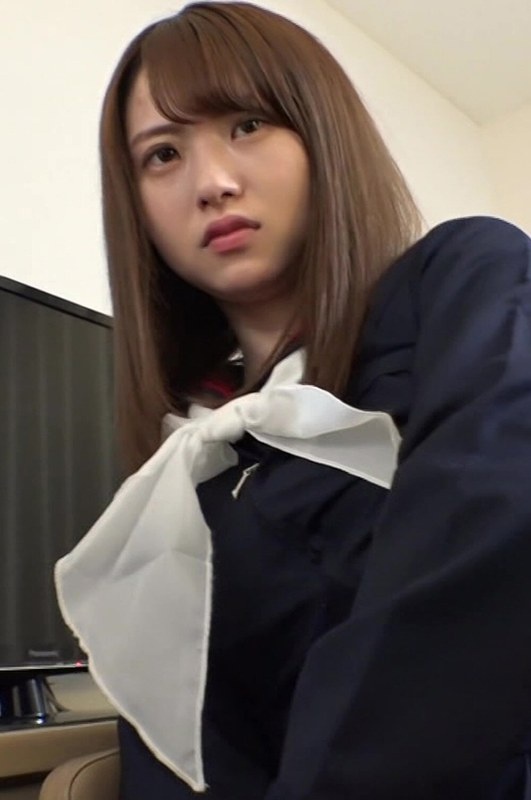 A cute and adorable female student can't resist a giant man.