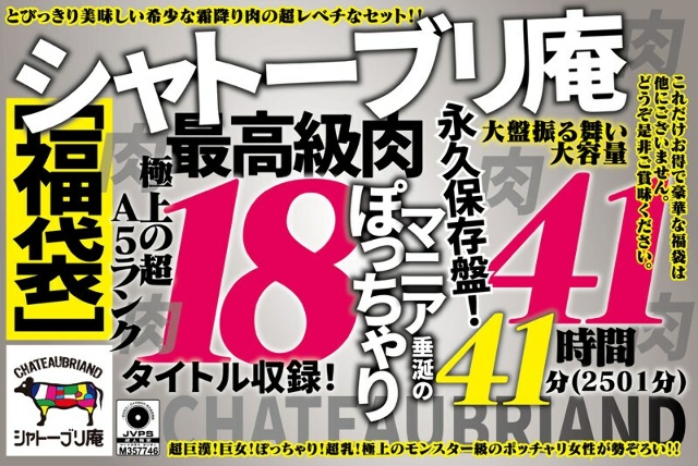 【福袋】Chateaubrian 内含18种超A5级极品肉!胖乎乎的爱好者都将垂涎的永久记录!大型演出、大容量41小时41分钟(2501分钟)
