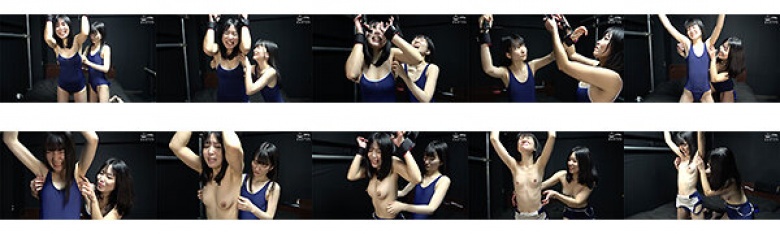 「【F/Fくすぐり】美女達によるスク水での膝立ち拘束くすぐり」ADOA-096 伊織ひなの&杉崎みさき 2:サンプル画像