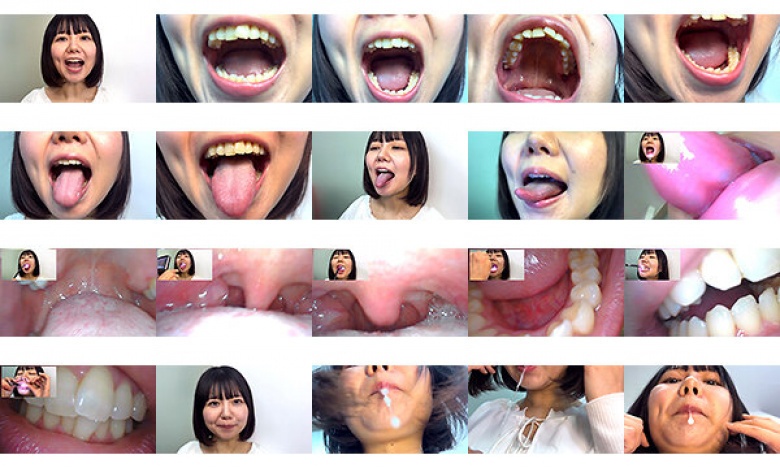 TV station AD Miyuri-chan is approached on a street corner and allowed to observe the inside of her mouth.:Image