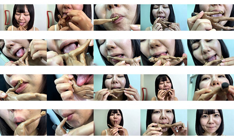 A girl who performs ASMR licks a masochistic male doll with lots of saliva:Image