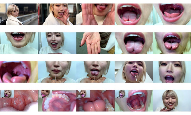 Haruno-chan, a beauty club member, approaches me on a street corner and lets me observe her mouth.:Image