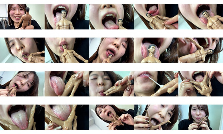 Yuka-chan licks the Masochistic male doll with plenty of saliva:Image
