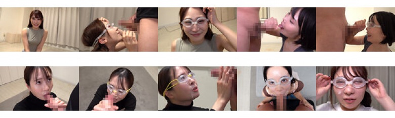 He wears goggles and gets his face shot while watching the semen coming out of his dick.:Image